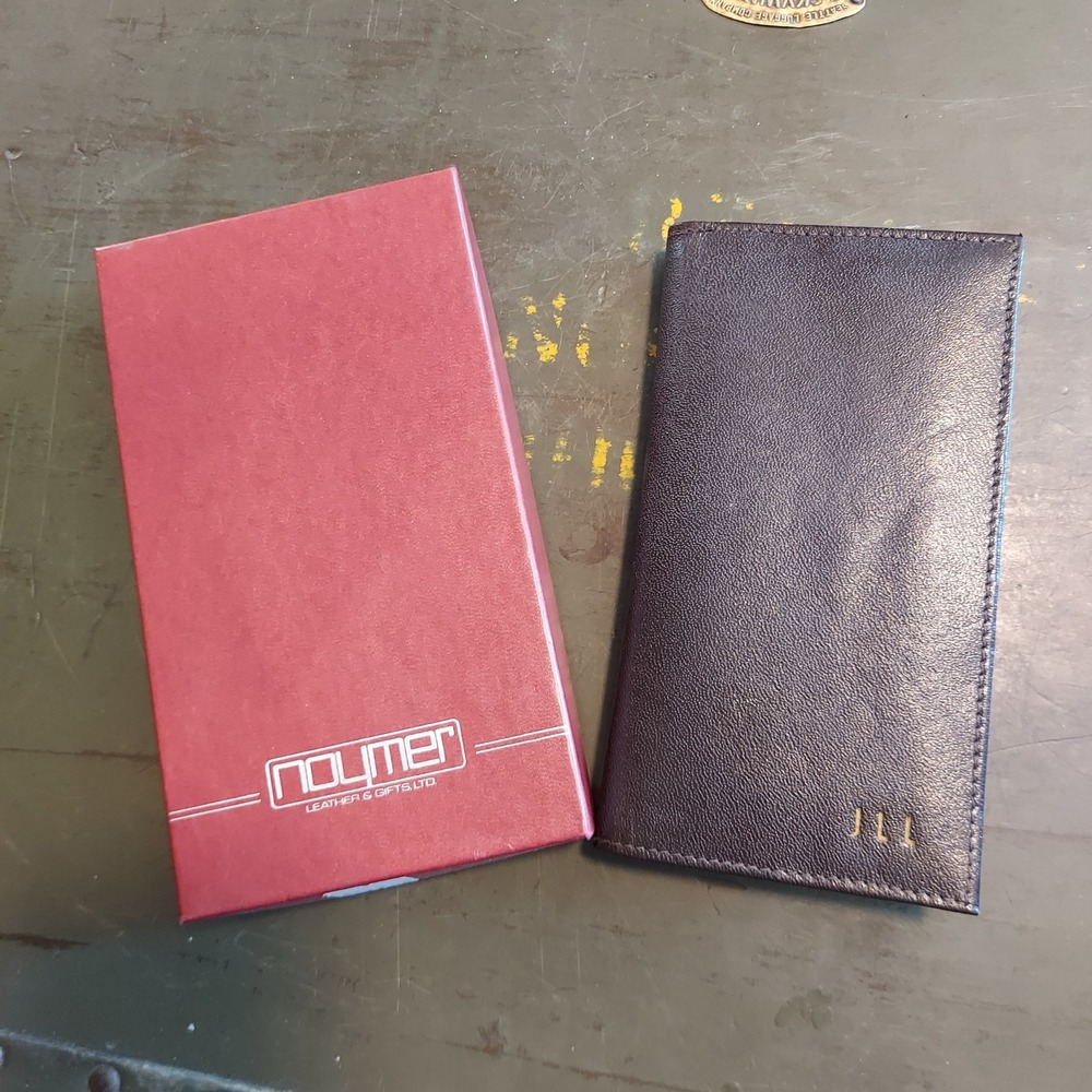 Noymer Leather Checkbook Cover Organizer with Solar Calculator Pen Brown JLL